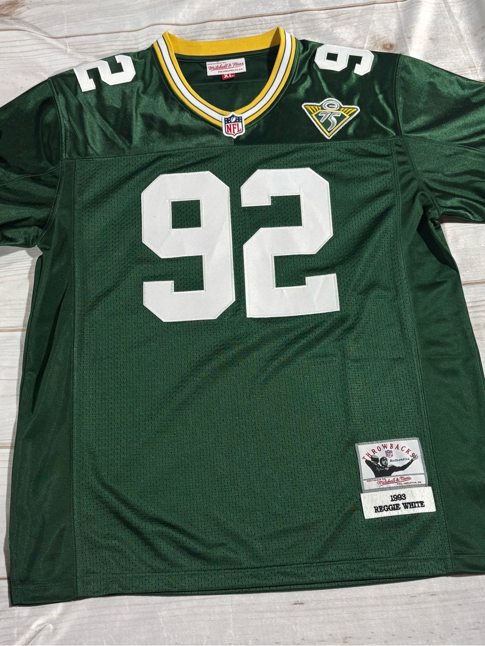 Mitchell & Ness Green Reggie White Throwback Patch Jersey